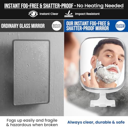 TAILI Shower Mirror Fogless for Shaving, Fogless Mirror Suction Wall Mounted - Image 3
