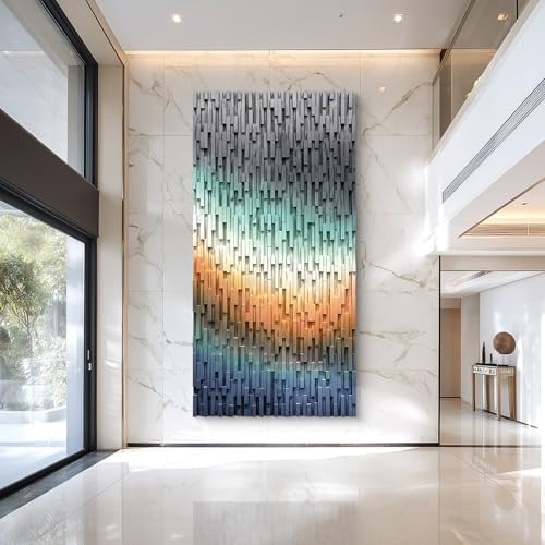 LIUZEYUE Oversized Abstract Wood Wall Art, Large-Scale Linear Texture by Unknown