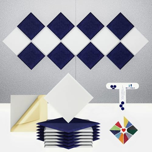 12 Pack Self-Adhesive Acoustic Panels, 2nd Generation Sound Absorbing Panel by DEXMOKO