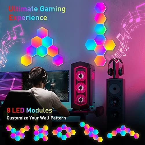TISOFU 8 Pack Hexagon Lights LED Wall Panels, RGB Color Gaming Light Decoration - Image 4