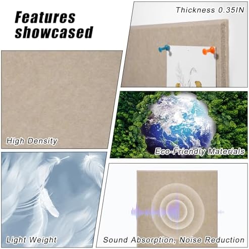 Large Cork Board 36" x 24", 6 Pack Felt Bulletin Board, Pin Boards - Image 5