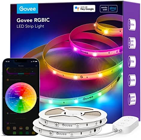 Govee 65.6ft RGBIC LED Strip Lights, Work by Unknown