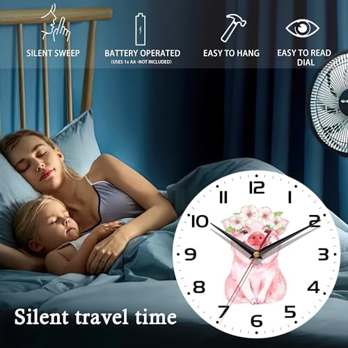 Wall Clock, 10 Inch Silent Non-Ticking Home Kitchen Decor, Battery Operated - Image 5