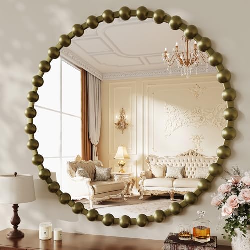 36 Inch Bronze Round Mirror, Circle Wall Mirror Vanity by WISSMIELSHOME