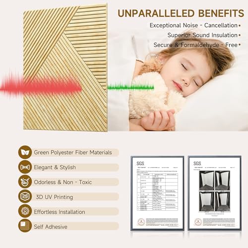 Acoustic Wall Panels, 6 Pack, 23.6"x23.6", Sound Panels, Natural Oak - Image 3