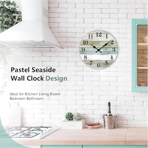 10 Inch Beach Wall Clock, Silent Non-Ticking Battery Operated - Image 6