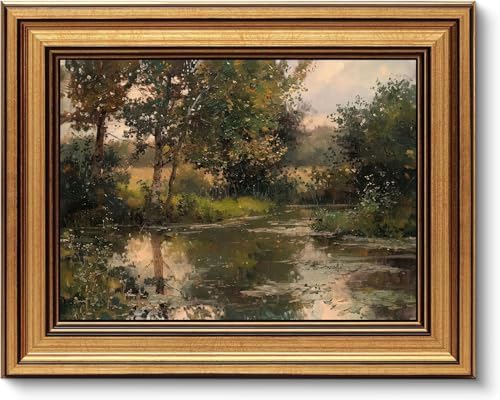 Gold Framed Wall Art, Vintage Countryside Landscape Canvas Prints – Farmhouse by ROSSYNOOK