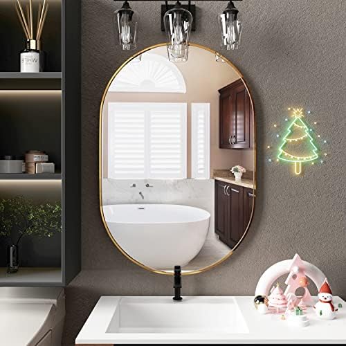 Oval Bathroom Mirror Capsule Wall Vanity Mirror, Large Modern Mirror - Image 5