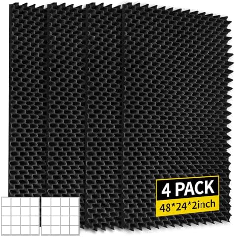 6 Pack Sound Proof Foam Panels 48x24x2 Acoustic Foam Panels Egg Crate Foam by Unknown