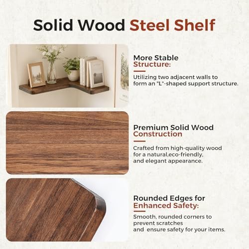 Solid Wood Corner Floating Shelves - Image 3