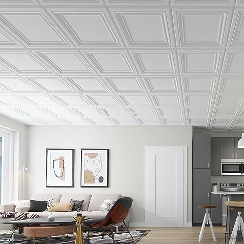 Art3d PVC Ceiling Tiles, 3D Plastic Sheet in White, 2 x 2 ft - Image 2