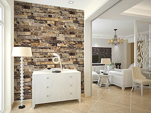 Q QIHANG Brick Wall Wallpaper/Embossed Textured Bricks Light Beige Color - Image 3