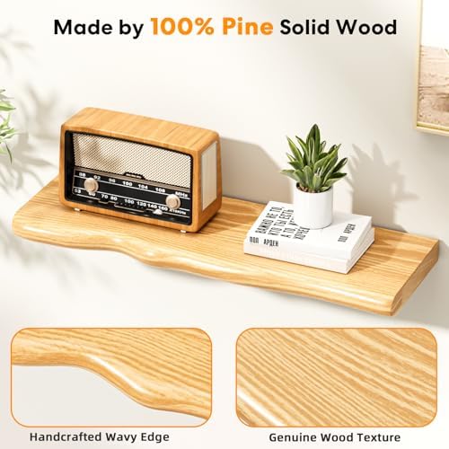 Organic Wavy Edge Floating Shelves, Hidden Brackets, 2 Pack 24 in - Image 5