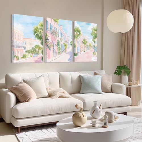 Charleston South Carolina Wall Art Preppy Watercolor Posters Pastel Coquette - Image 3