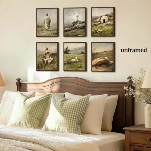 SHRNGCK Christian Jesus Easter Posters Set of 6 Vintage Religious Faith Wall - Image 3