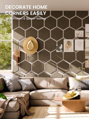 Fluxynara 12-Pack Hexagon Felt Bulletin Board Tiles, Olive Brown - Image 4