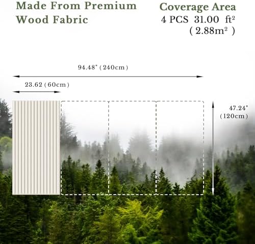 MISSDAY Wood Slat Acoustic Wall Panels, 4 Packs 47.2" x 23.6" White Soundproof - Image 5