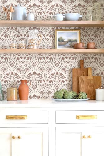 Vintage Tulip Floral Peel and Stick Wallpaper Retro Red Contact Paper - Image 5