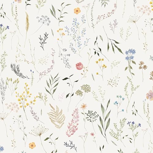 Dimoon 393"x16.1" Floral Peel and Stick Wallpaper Beige Contact Paper Thicken by DIYYOURMOON