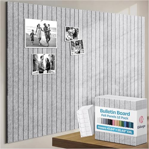 X-Large Cork Board Alternative 12-Pack Felt Bulletin Board Thick and Decorative by EkkogoAcousticPanels