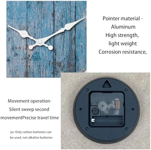 XFM Blue Farmhouse Wooden Wall Clock Battery Operated Silent - Image 6