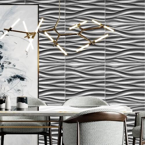 STICKGOO Wave 3D Wall Panels, Brushed Silver, 19.7''x19.7'' - Image 5