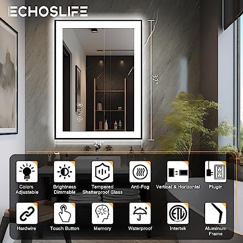 EchosLife 24x32 LED Bathroom Mirrors - Image 2
