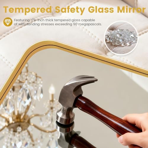 22X30Inch Gold Bathroom Mirror for Over Sink - Image 4