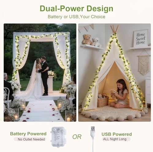 JMEXSUSS 100 LED Vines with Fairy Lights USB/Battery Operated, 33 FT - Image 4