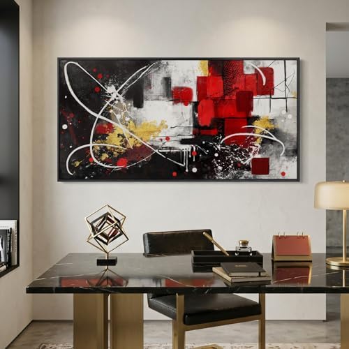 Extra Large Framed Black and White Abstract Wall Art - Image 6