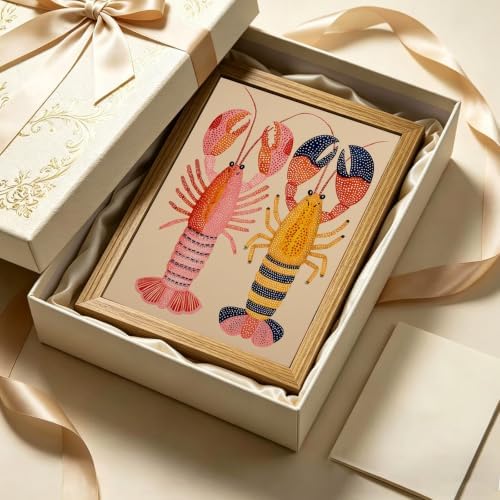 Framed Colorful Lobster Wall Art Nautical Canvas Print Coastal Decor - Image 6