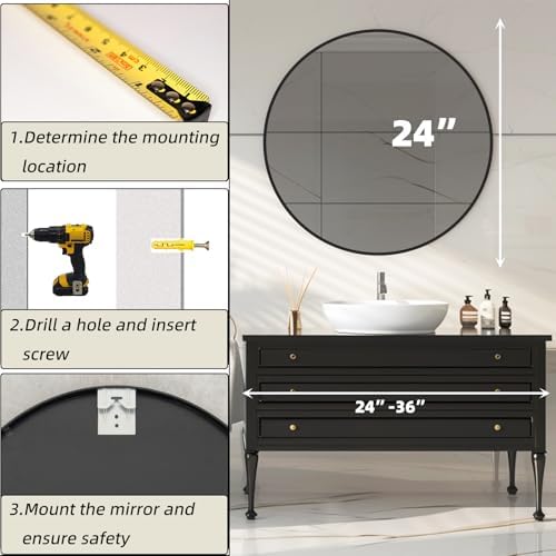Round Bathroom Mirror, Circle Mirror, 1 Pack - Image 4