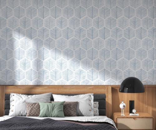OSECAGE Geometric Peel and Stick Wallpaper Blue Contact Paper 17.3''×197'' - Image 6