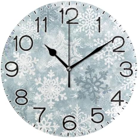 ALAZA Silver Snowflakes Winter Christmas Wall Clock Battery Operated Non by ALAZA
