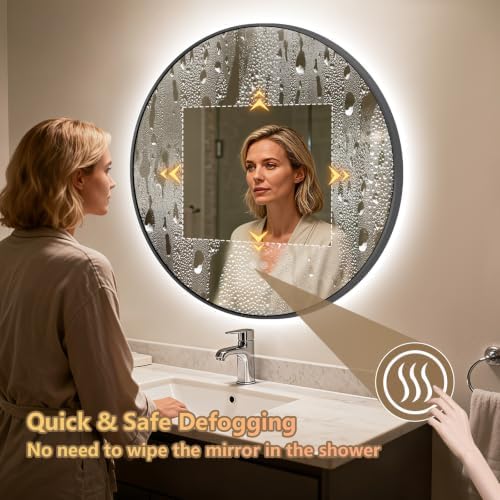 Niccy 32" Round LED Bathroom Backlit Mirror - Image 2