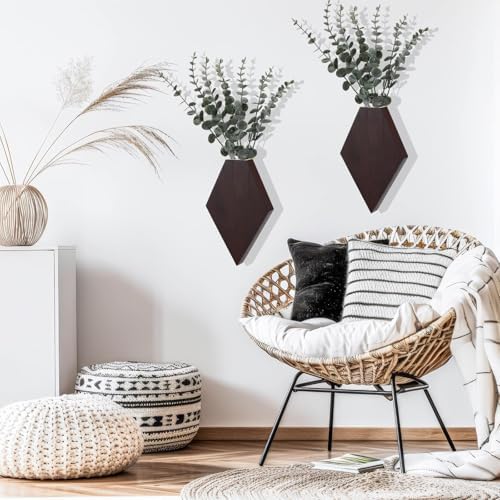 Chunful 2 Pcs Wooden Wall Planter Decor, 9.8 x 6.6 x 1.2 Inches - Image 5