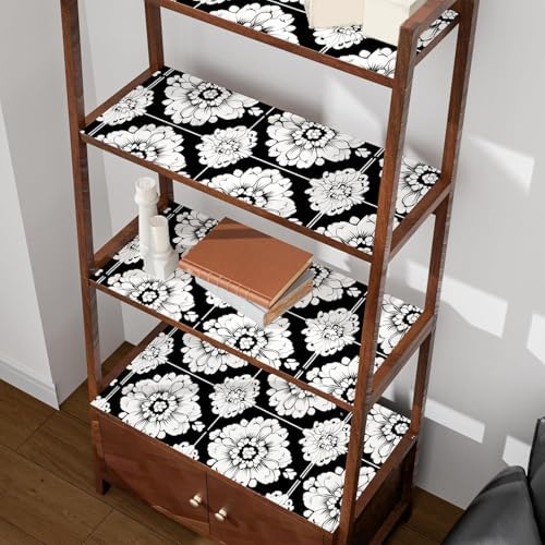 BOKEBEVE Boho Floral Peel and Stick Wallpaper Black White 17.5 x 393.5In - Image 5