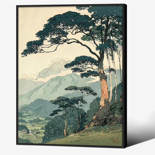 Nature Mountain Landscape Wall Art Vintage Japanese Forest Canvas Poster 12x16 by Unknown