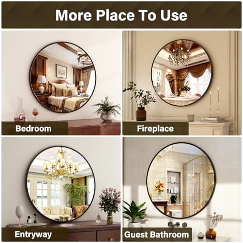 XRAMFY 24 Inch Round Mirror-Black Circle Mirrors - Image 5