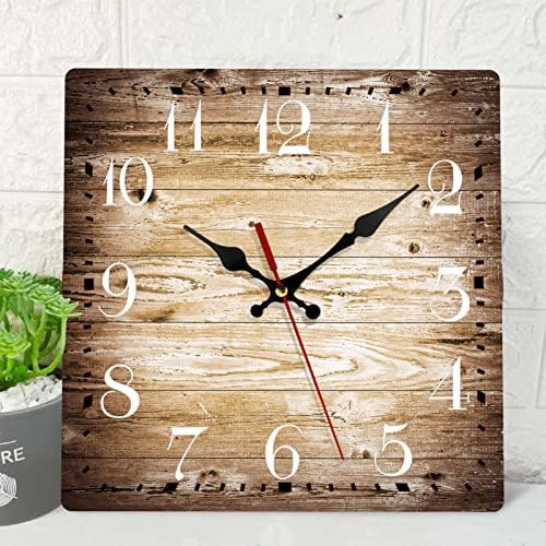 ArtSocket Square Wall Clock Silent Non-Ticking 12" Rustic Coastal by ArtSocket