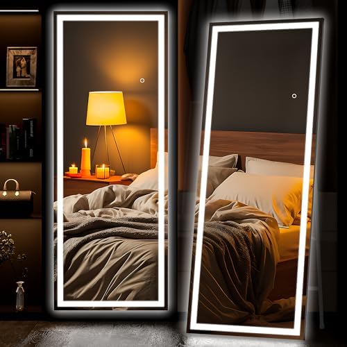Hasipu Full Length Mirror with Lights, Full Body Dressing Hanging Mounted Mirror by Whatssuitableisthebest