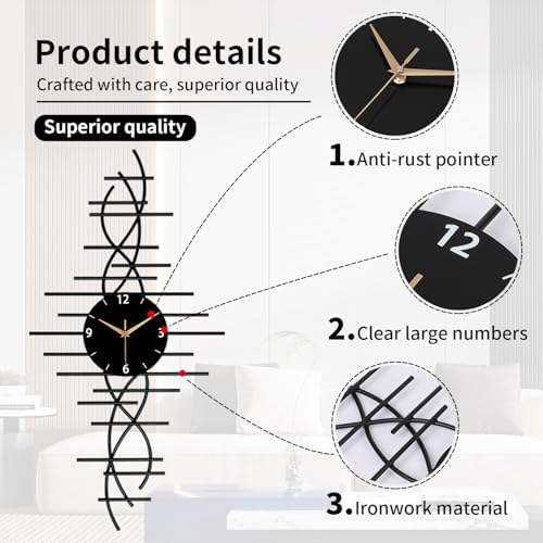 SIN&MI Metal Wall Clock, Large Wall Clocks - Image 2