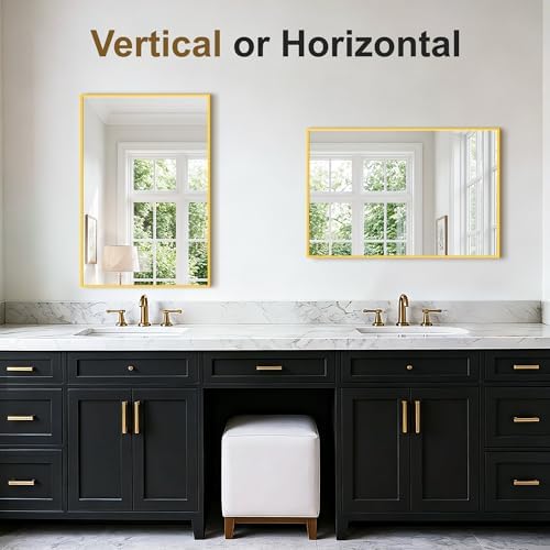 Bathroom Vanity Mirror for Over Sink, 30x20 Inch Matte Gold Mirror - Image 5