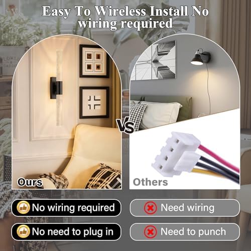 camuucci Battery Operated Wall Sconces Set of 2, Rechargeable Wall Lights - Image 3