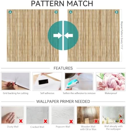 17.5x393 Natural Grasscloth Wallpaper Peel and Stick Brown Beige Cecorative - Image 6