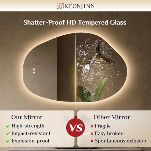 Keonjinn 24 x 36 Inch Irregular Bathroom Mirror - Image 5