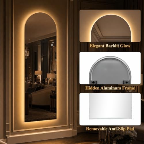 VooBang 56"x21" LED Arched Mirror Full Length - Image 5