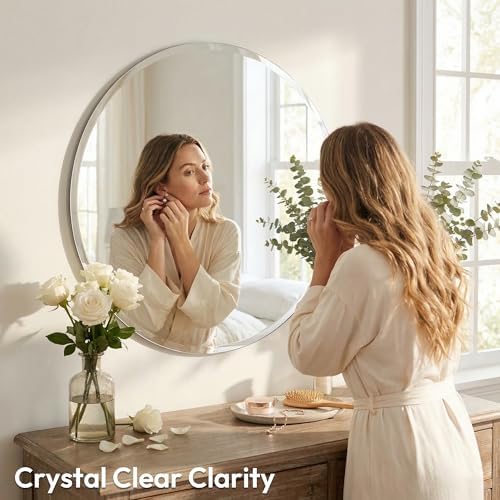 24 Inch Round Frameless Bathroom Mirror - Image 4