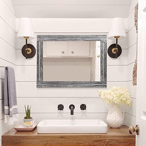 AAZZKANG Rustic Mirrors Large Wood Framed Wall Mirror 28"x20" Rectangle - Image 6