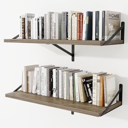 Deep Wall Shelves 36"W x 12"D Engineered Wood Floating Shelves by Venusmiles